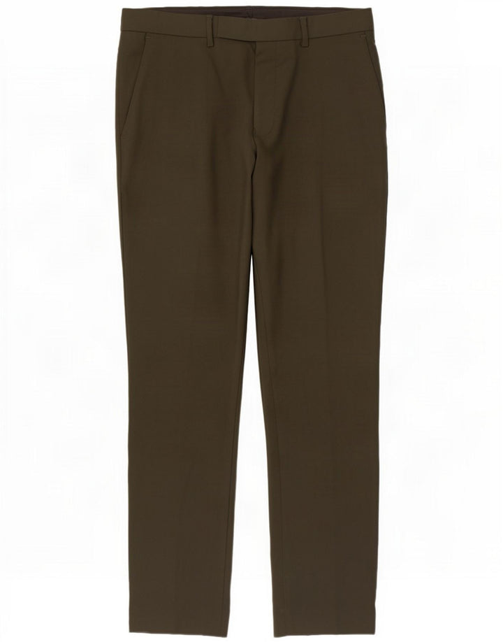 Marks & Spencer Męskie spodnie garniturowe W34 L31 Khaki Poliester