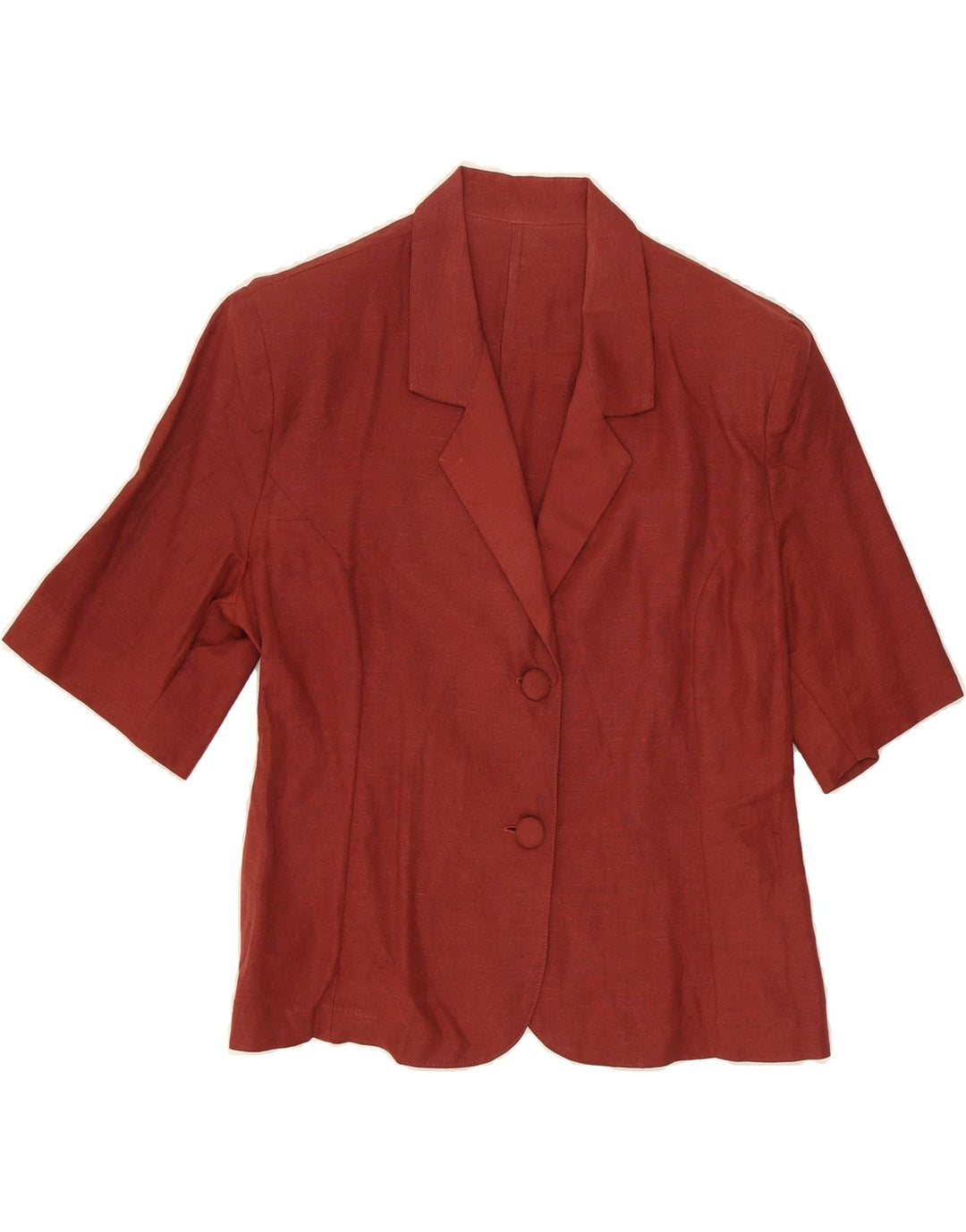 VINTAGE Womens 2 Button Short Sleeve Blazer Jacket UK 12 Medium Maroon Vintage Vintage and Second-Hand Vintage from Messina Hembry 