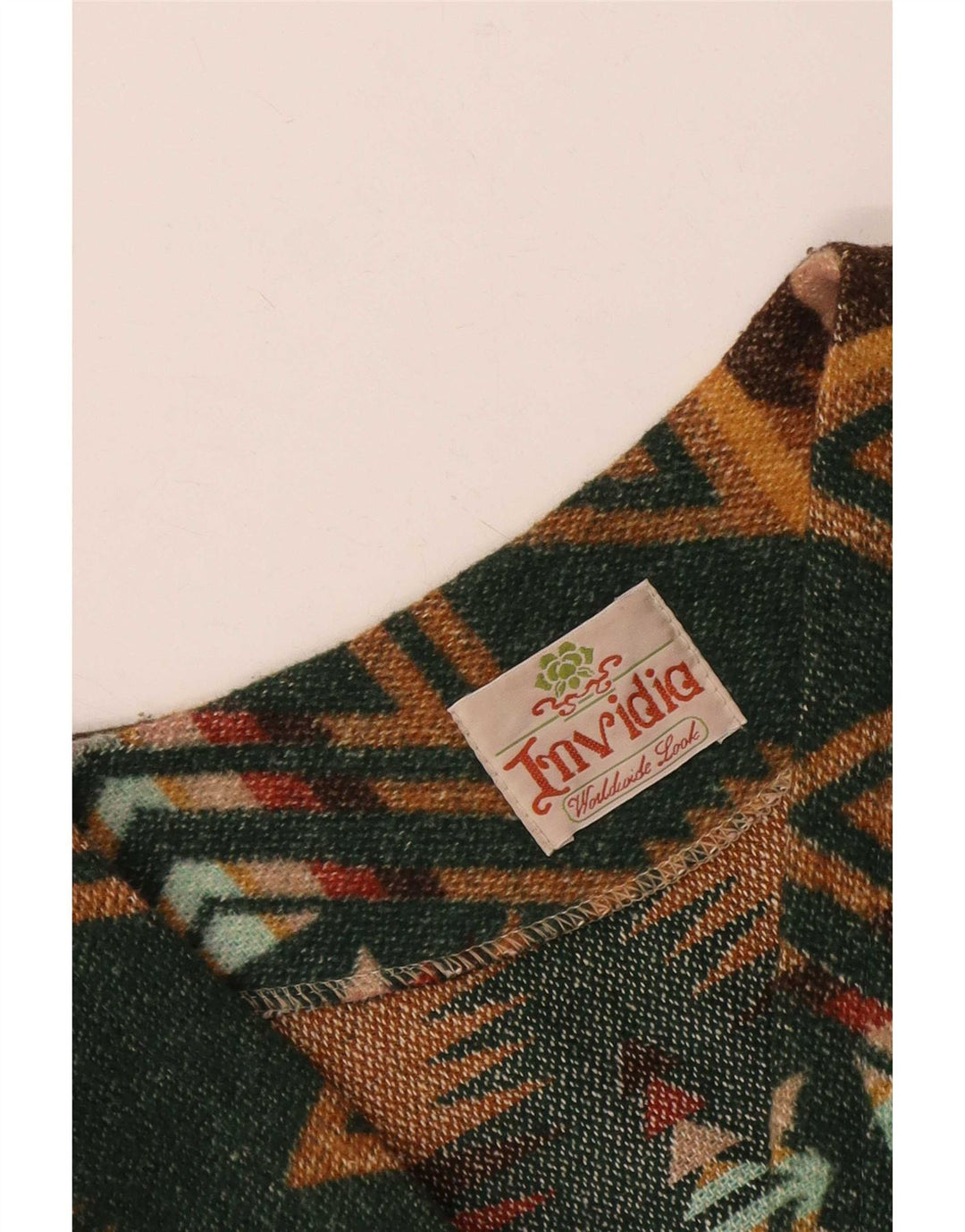 Vintage męska kamizelka XL zielona geometryczna aztec