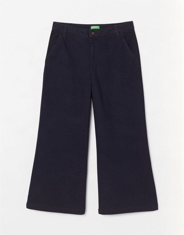 Dżinsy damskie Benetton Sophia Wide Leg UK 14 Large W32 L29 Granatowa bawełna