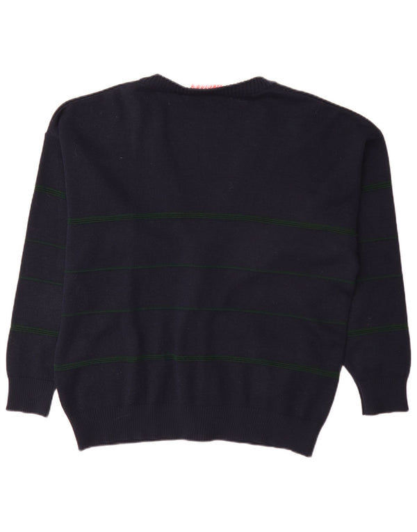 Vintage męski sweter rozpinany XL granatowy Argyle/diament
