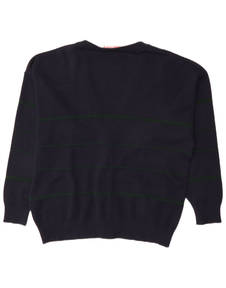 Vintage męski sweter rozpinany XL granatowy Argyle/diament