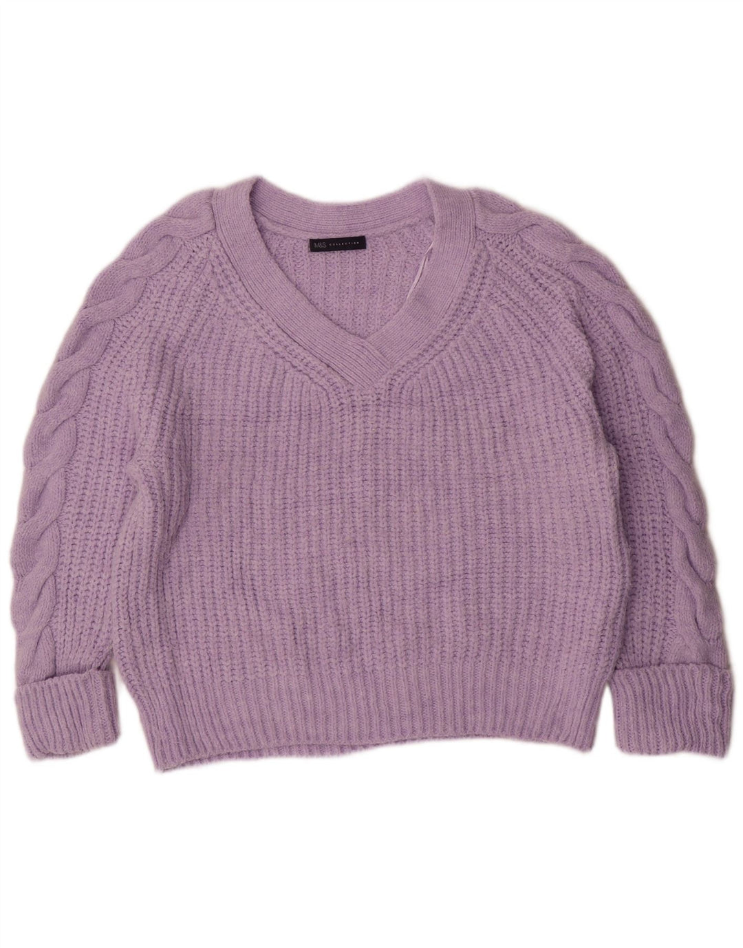 Marks & Spencer Damski sweter oversize z dekoltem w kształcie litery V, UK 14, średni fiolet