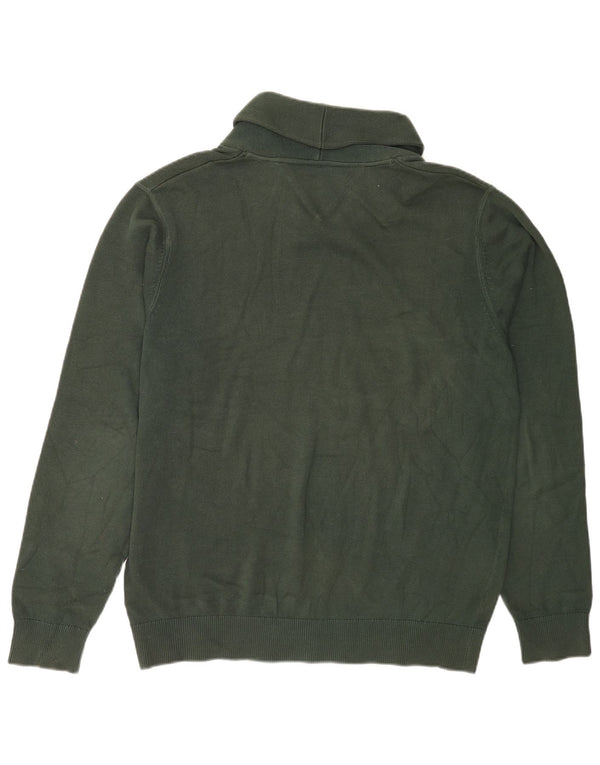 Męski sweter z szalowym dekoltem Tommy Hilfiger 2XL Zielona bawełna
