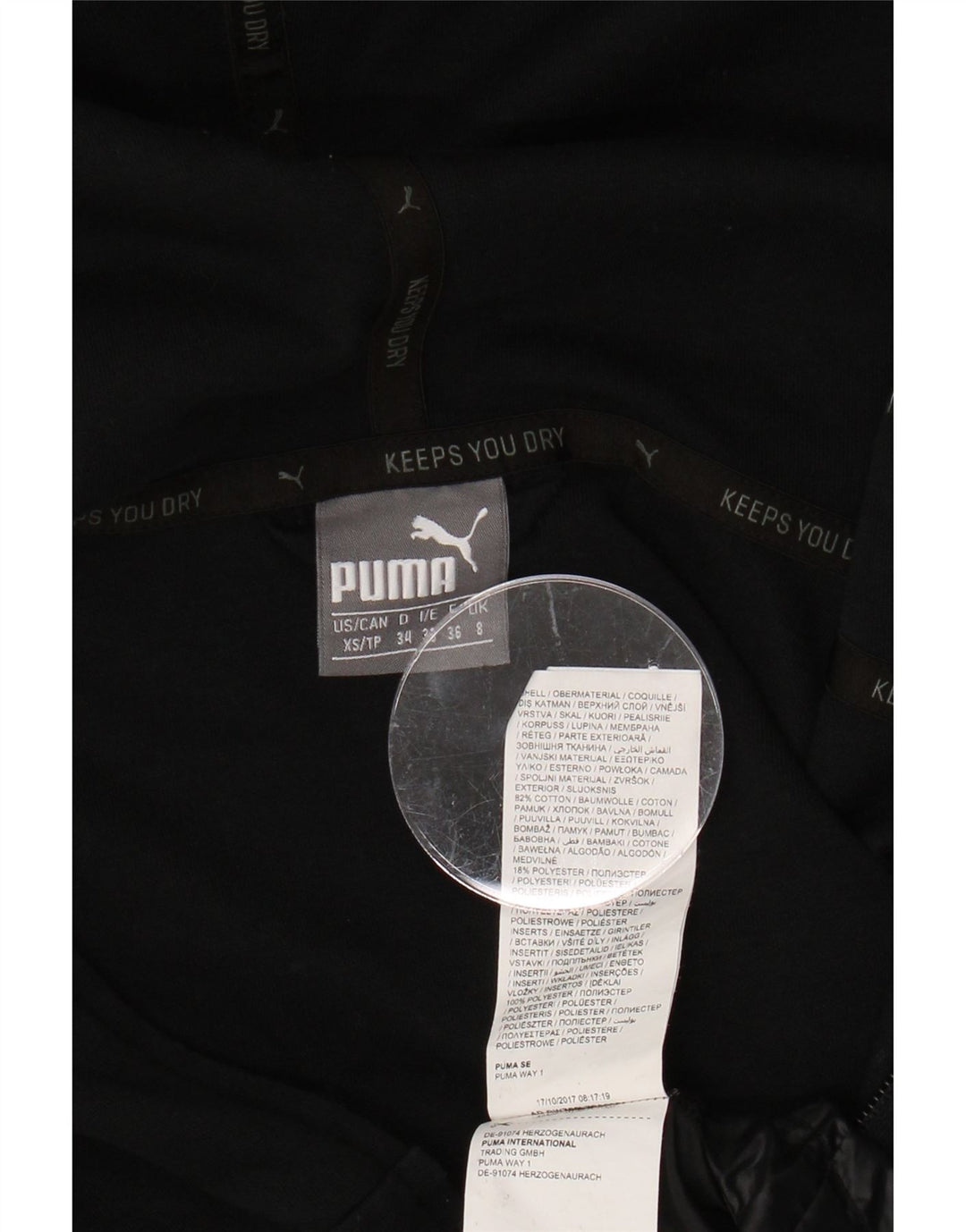PUMA Womens Oversized Zip Hoodie Sweater UK 8 Small  Black Colourblock Vintage Puma and Second-Hand Puma from Messina Hembry 