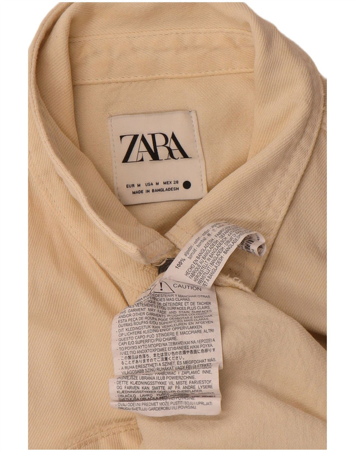 Damska koszula dżinsowa oversize Zara UK 14, średnia, biała, bawełniana