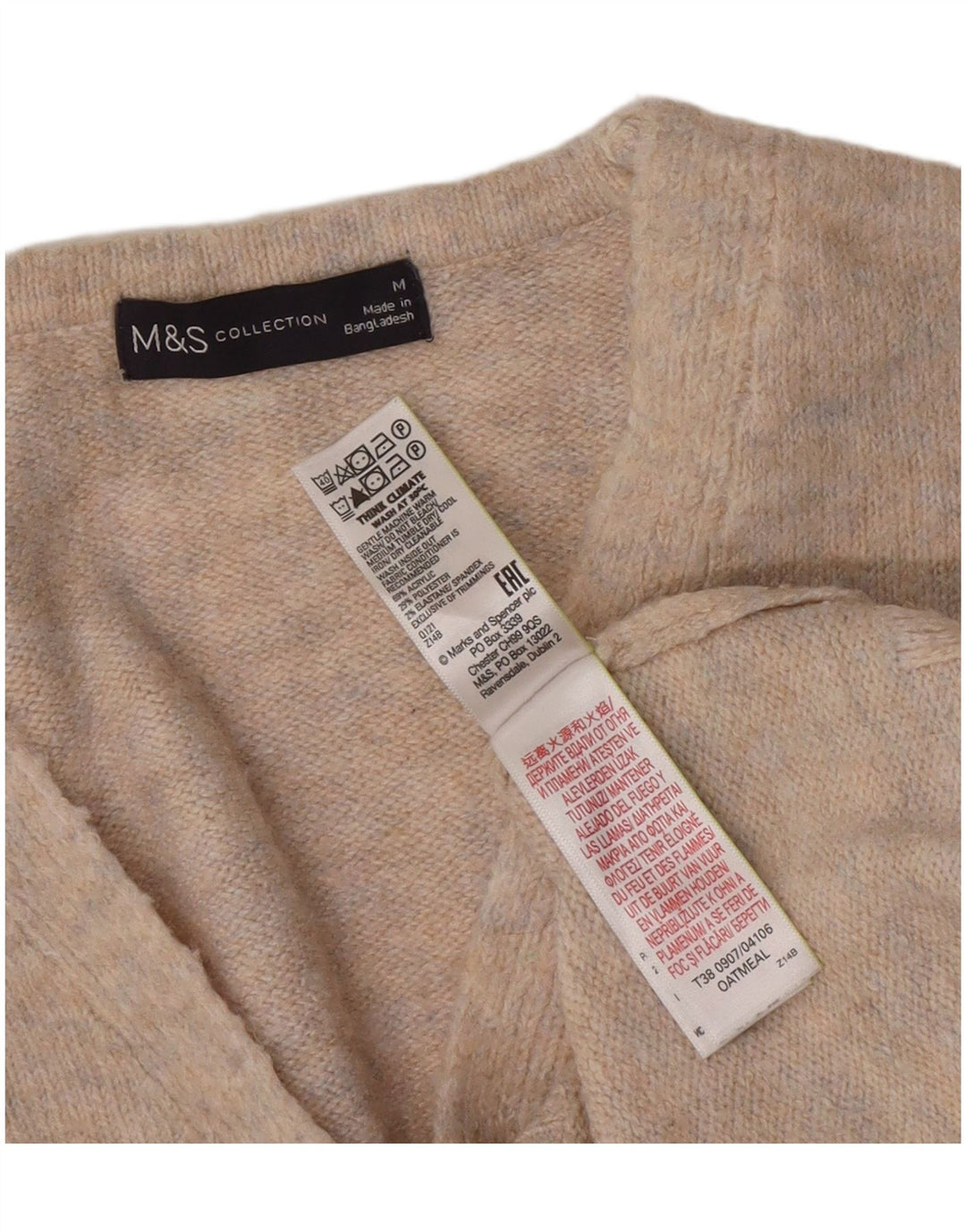 Marks & Spencer Damski sweter z dekoltem w kształcie litery V, UK 14, średni szary, nakrapiany
