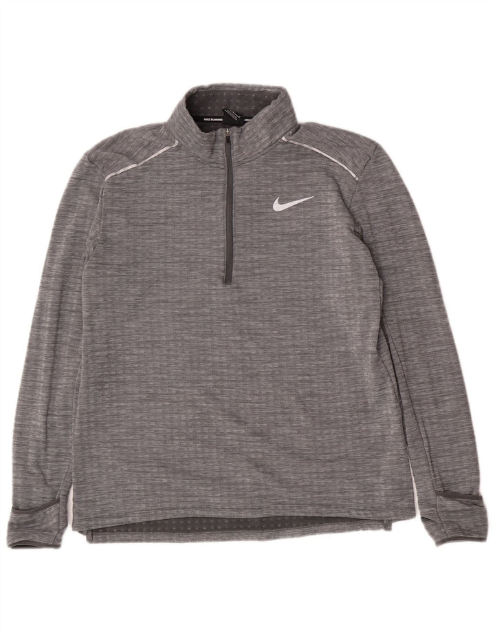 Męski dres Nike do biegania z zamkiem błyskawicznym i dużym szarym poliestrem