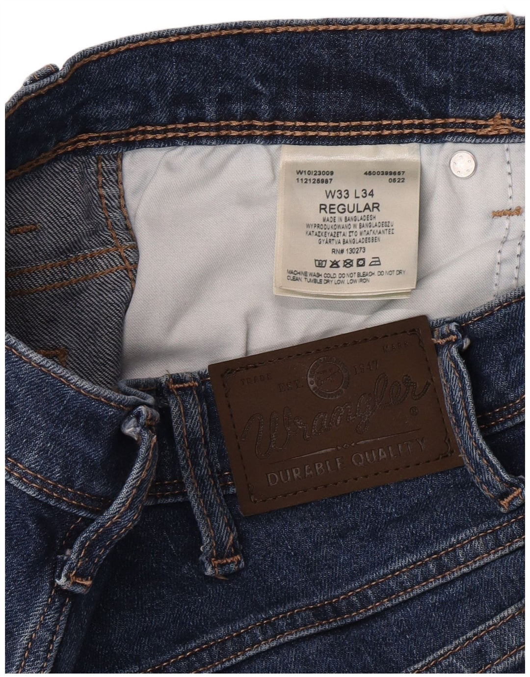 Męskie jeansy Wrangler o prostym kroju W33 L34, niebieskie, bawełniane