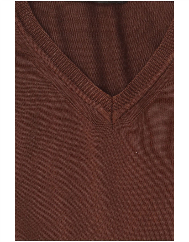 Męski sweter Zara z dekoltem w kształcie litery V, XL, brązowy, bawełniany