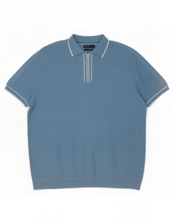 Marks & Spencer Mens Autograph Polo Shirt XL Blue Viscose