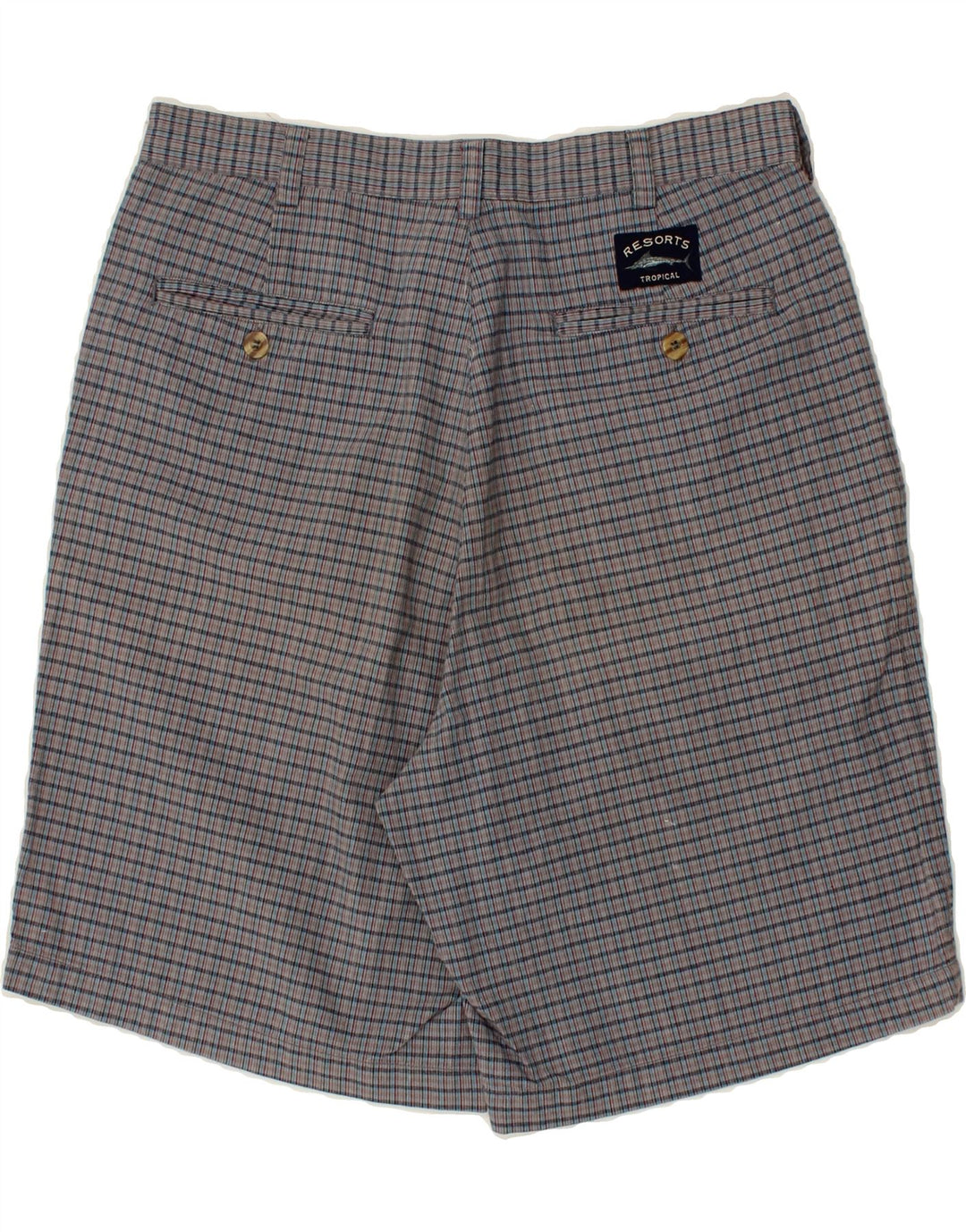Męskie spodenki Chino VINTAGE W32 Średnio-szara bawełniana krata