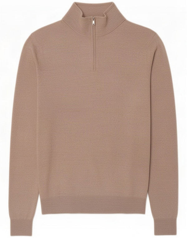 Reiss Męski sweter z zamkiem, średni beż, wełna