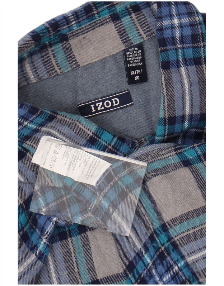IZOD Męska koszula flanelowa XL, bawełniana w niebieską kratkę