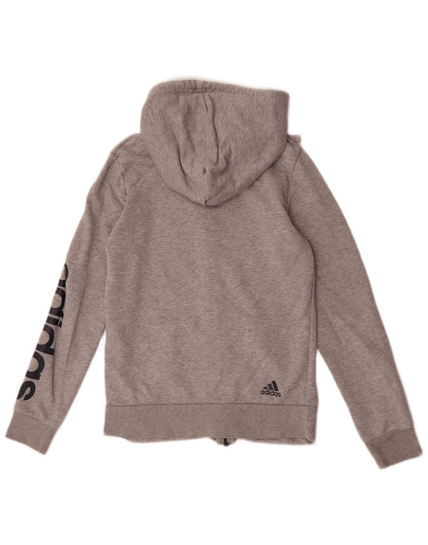 Damski sweter Adidas z grafiką i zamkiem błyskawicznym, UK 8/10, mały, szary, bawełniany