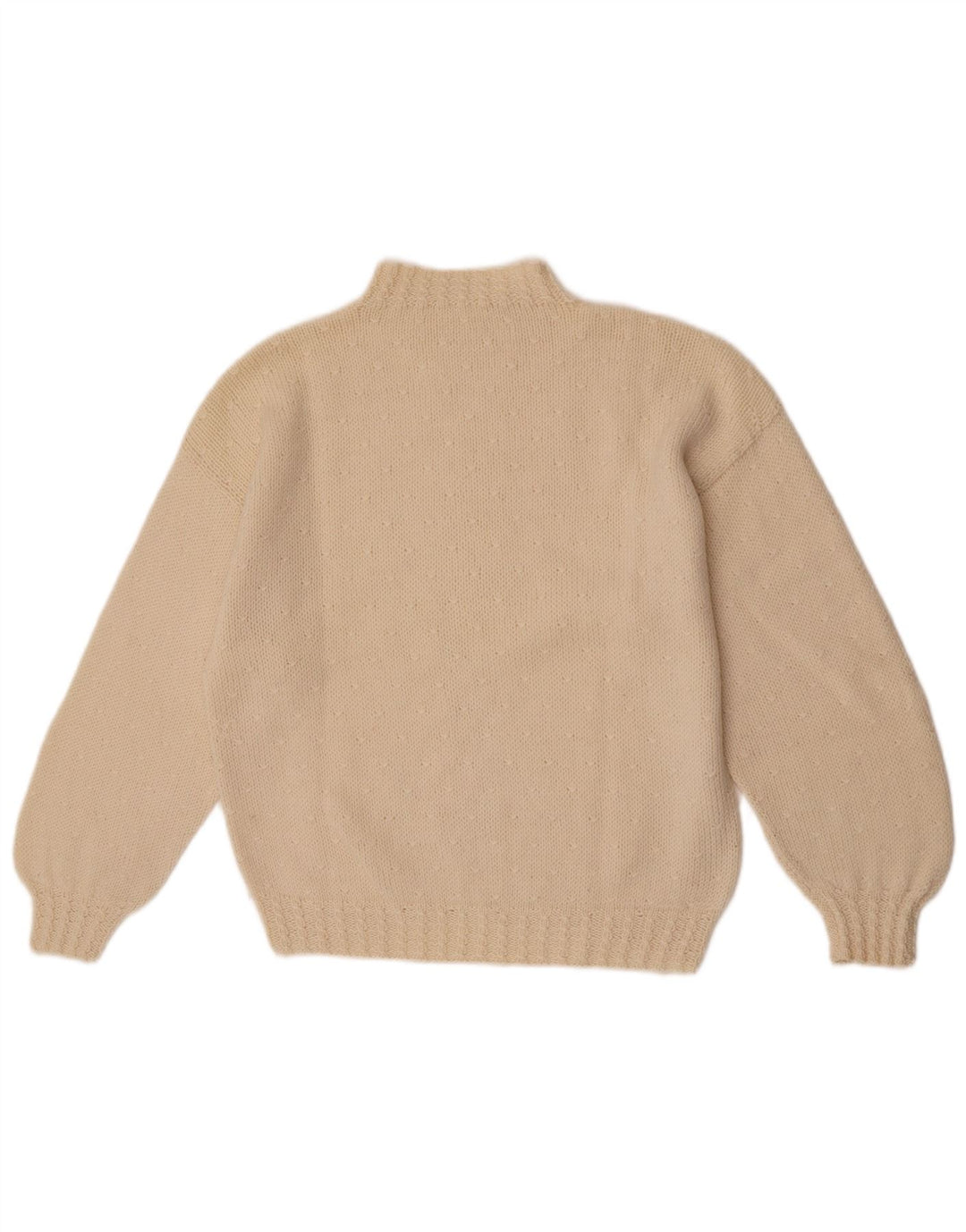 Sweter damski w stylu vintage z golfem UK 14, średni, w kolorze złamanej bieli