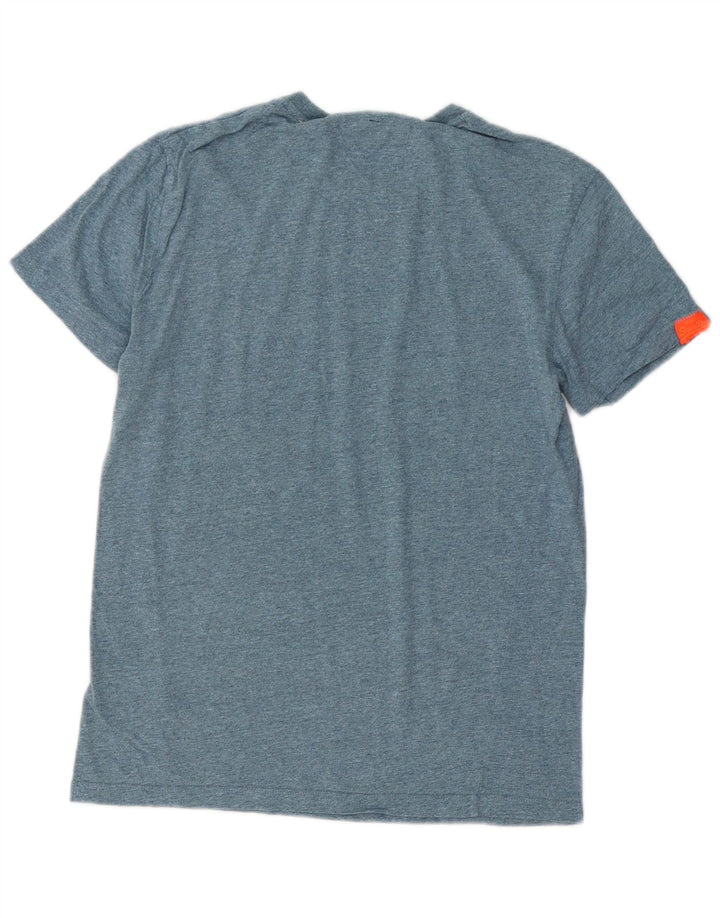 SUPERDRY Męski T-shirt Top Mały Niebieski Bawełniany