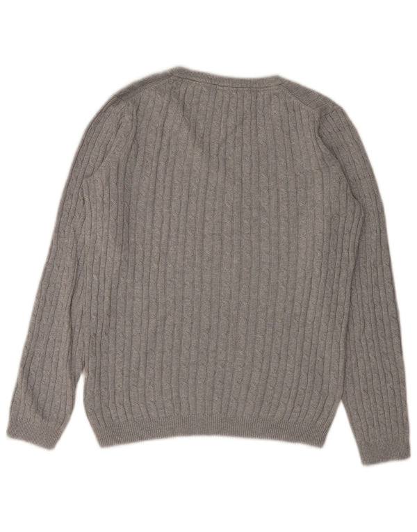 Crew Clothing Damski sweter z dekoltem w kształcie litery V, UK 12, średnioszary, bawełniany