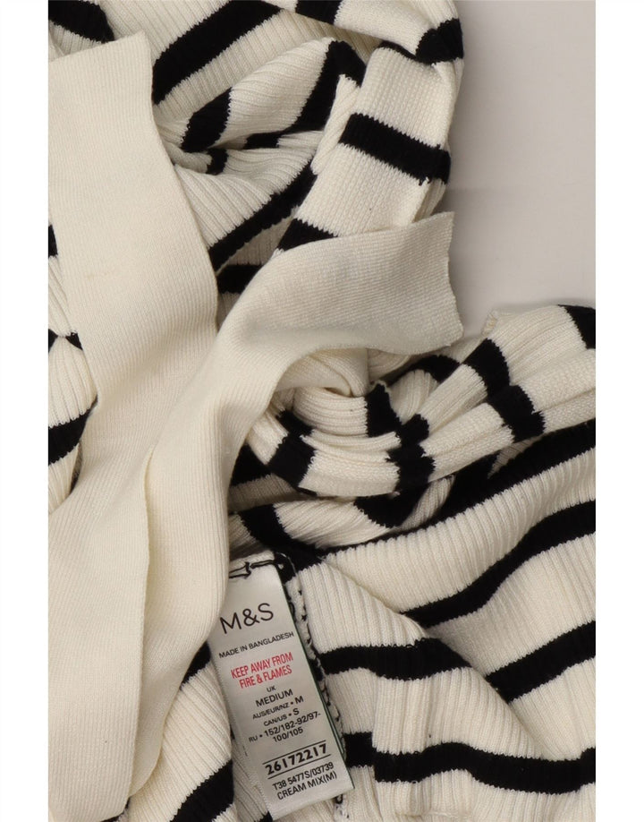 Marks & Spencer Damski sweter o przedłużonym fasonie, UK 14, średnie białe paski