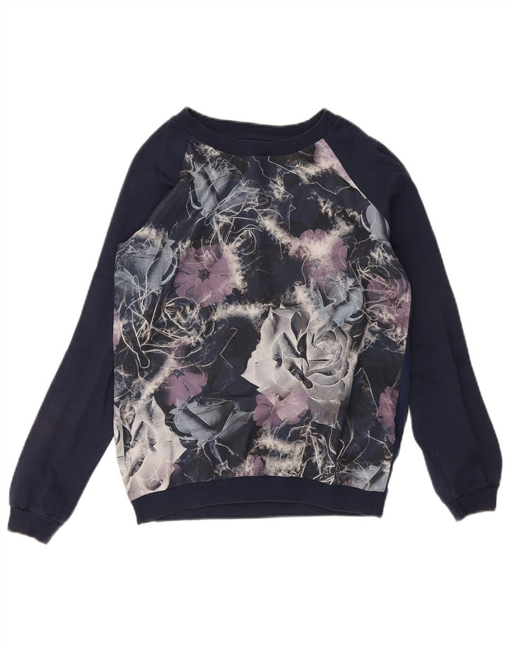 Damska bluza oversize Guess UK 6 XS Granatowa, z kwiatowym poliestrem