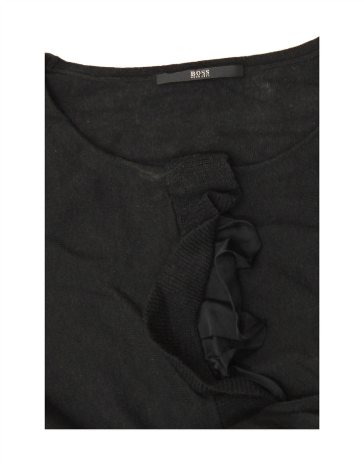 Damski sweter Hugo Boss z falbaną i okrągłym dekoltem UK 8 Small Black