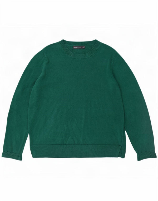 Marks & Spencer Damski sweter z okrągłym dekoltem, UK 14, średni zielony akryl