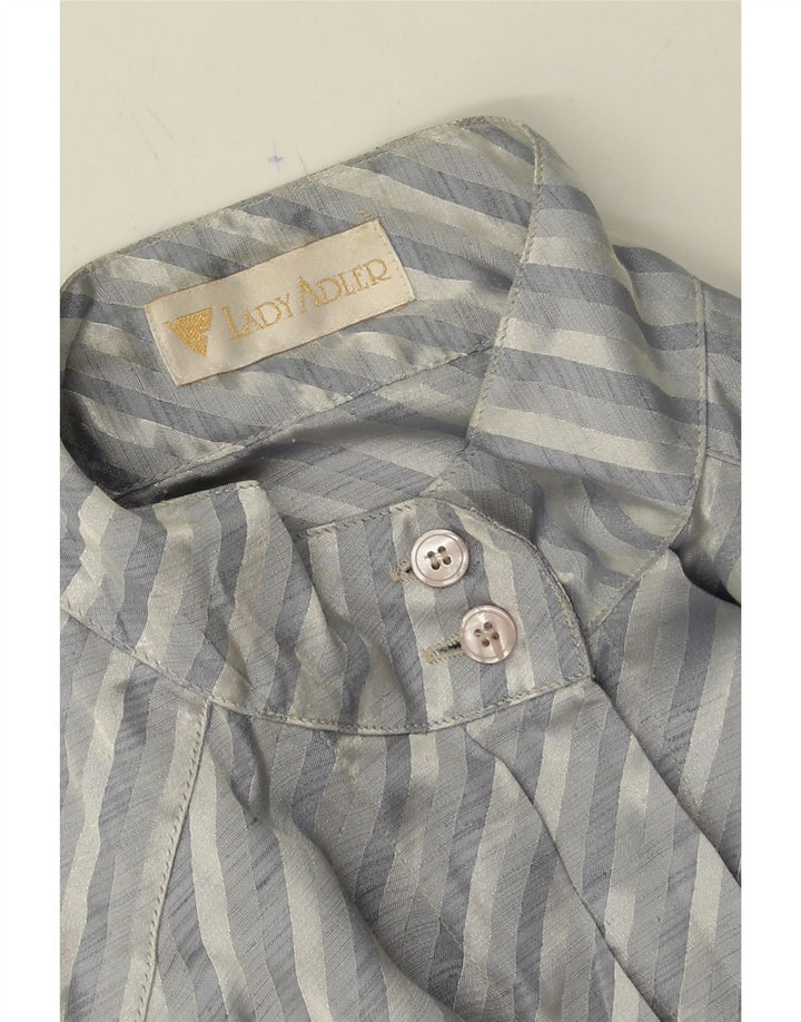 VINTAGE Womens Shirt Blouse UK 18 XL Grey Striped Polyester Vintage Vintage and Second-Hand Vintage from Messina Hembry 