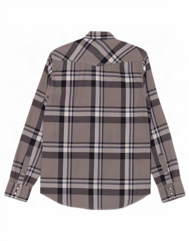 Męska koszula w stylu vintage American Eagle Outfitters w małą szarą kratkę, bawełniana