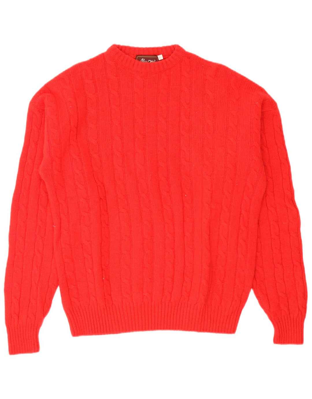 Vintage męski sweter z okrągłym dekoltem IT 50, średnia czerwona wełna