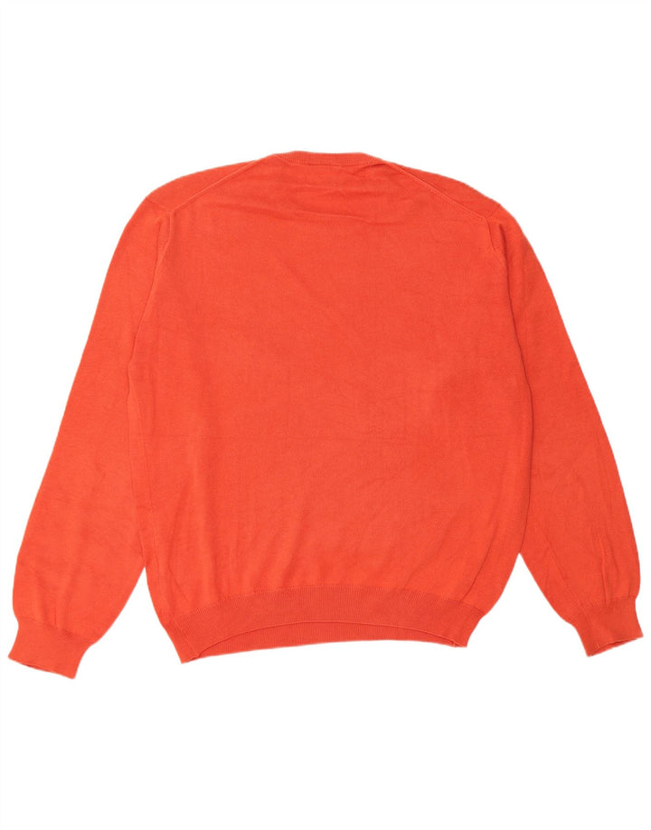 Lacoste Męski sweter z okrągłym dekoltem, rozmiar 4, średni pomarańczowy, bawełniany