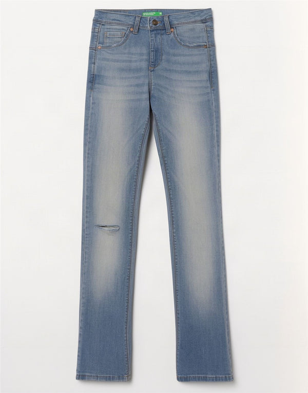 Jeansy damskie Benetton Distressed Slim Bootcut W26 L31 Niebieskie