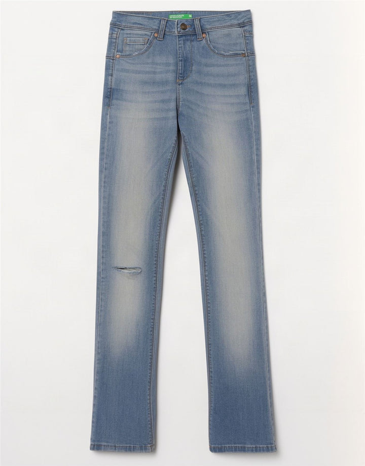 Jeansy damskie Benetton Distressed Slim Bootcut W26 L31 Niebieskie