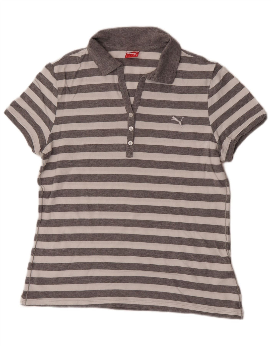 Damska koszulka polo Puma UK 14, średnia, szara bawełna w paski