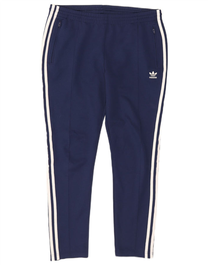 Damskie spodnie dresowe Adidas UK 14, duże granatowe, poliestrowe