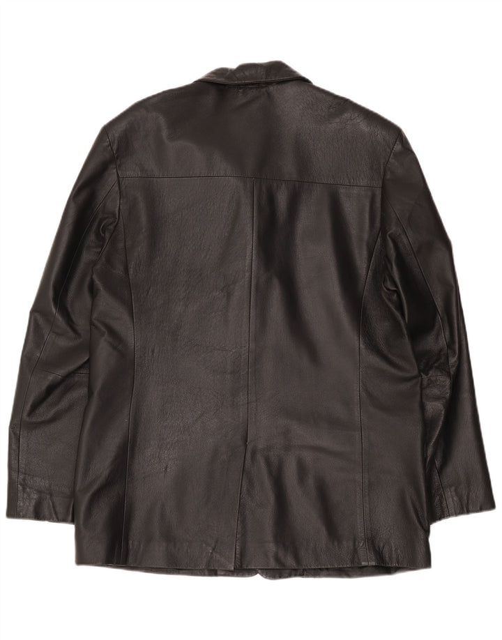 Vintage męska skórzana marynarka zapinana na 2 guziki UK 36 Small Black Classic