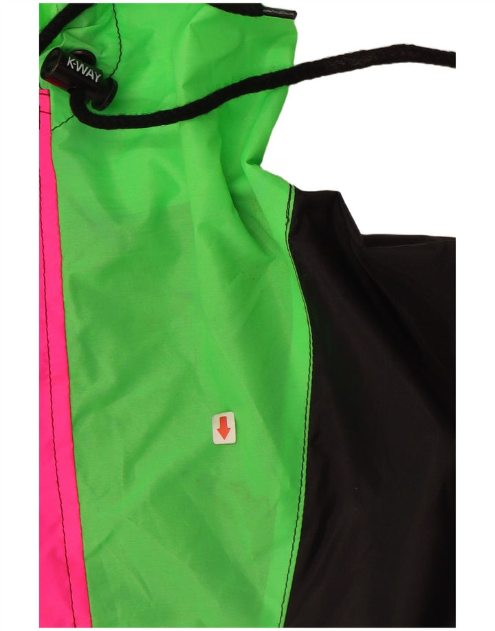 Męska kurtka Anorak z kapturem K-WAY UK 40, duża, czarna, z blokami kolorów, poliamid