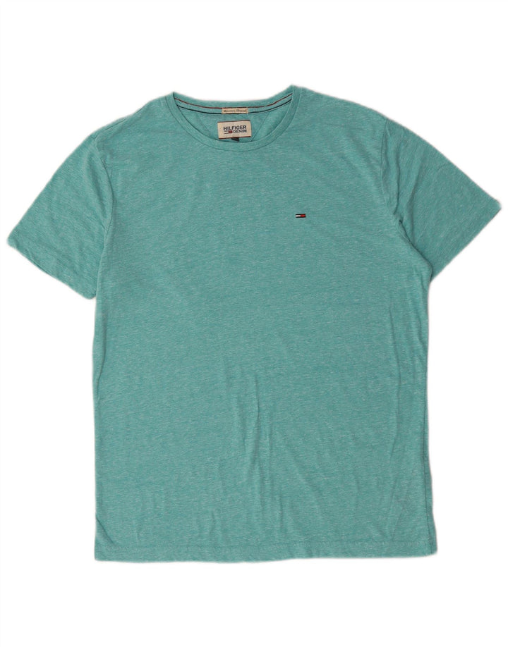 T-shirt męski Tommy Hilfiger Top, średnia, turkusowa bawełna z plamkami