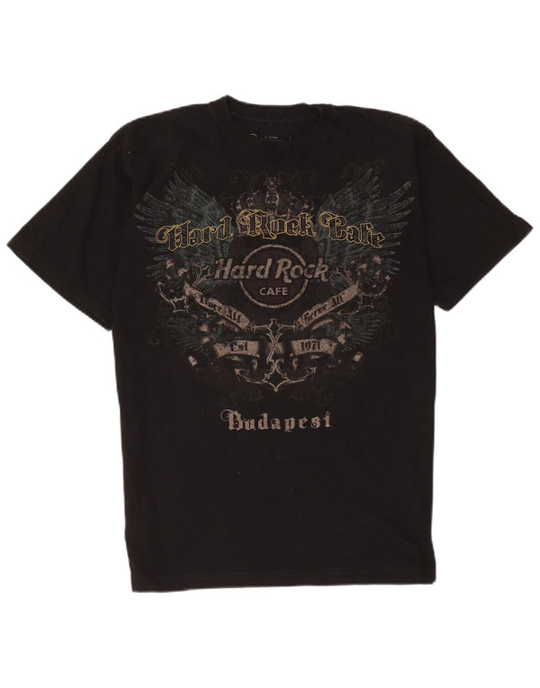 Męska koszulka z grafiką Hard Rock Cafe Budapeszt, średnia czarna bawełna