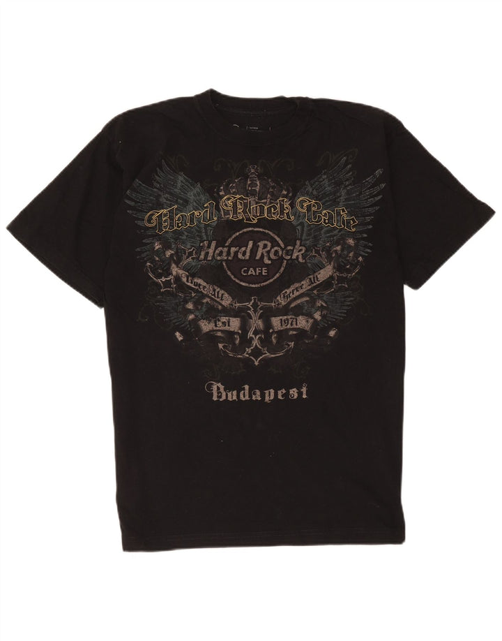 Męska koszulka z grafiką Hard Rock Cafe Budapeszt, średnia czarna bawełna
