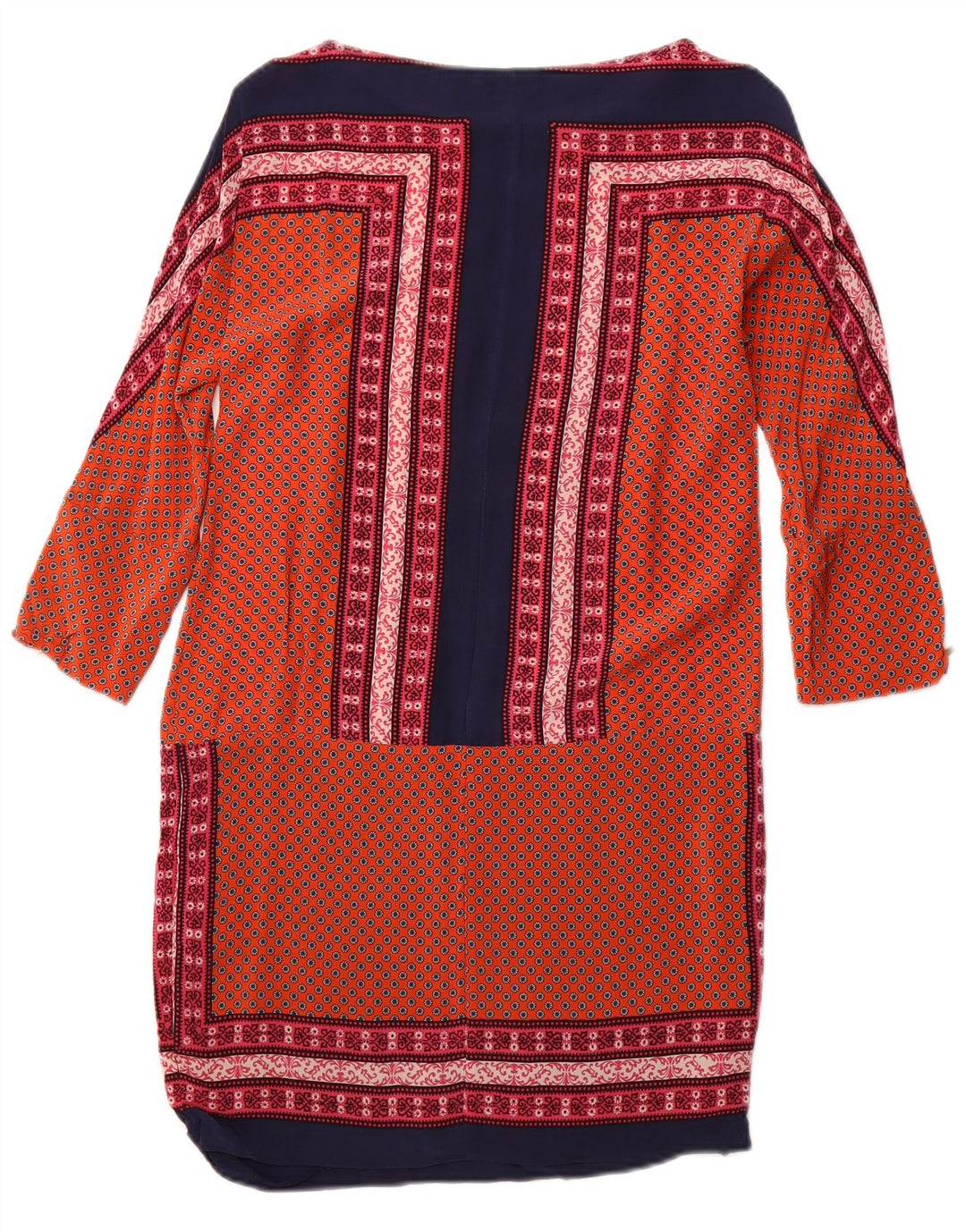 MASSIMO DUTTI Damska sukienka typu shift z rękawem 3/4 UK 12 Średnio-pomarańczowy kwiatowy