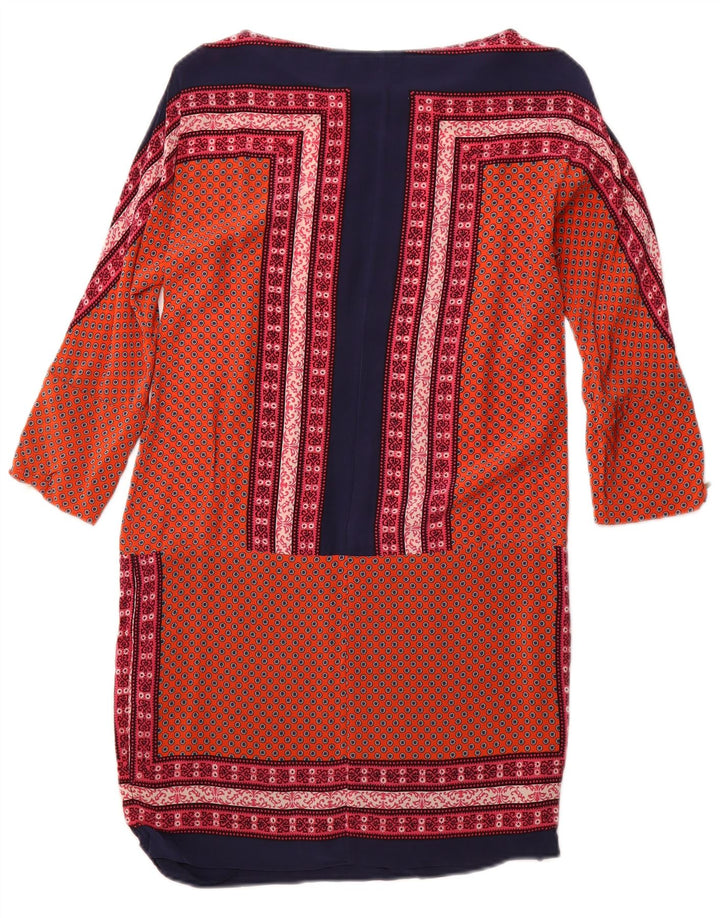 MASSIMO DUTTI Damska sukienka typu shift z rękawem 3/4 UK 12 Średnio-pomarańczowy kwiatowy