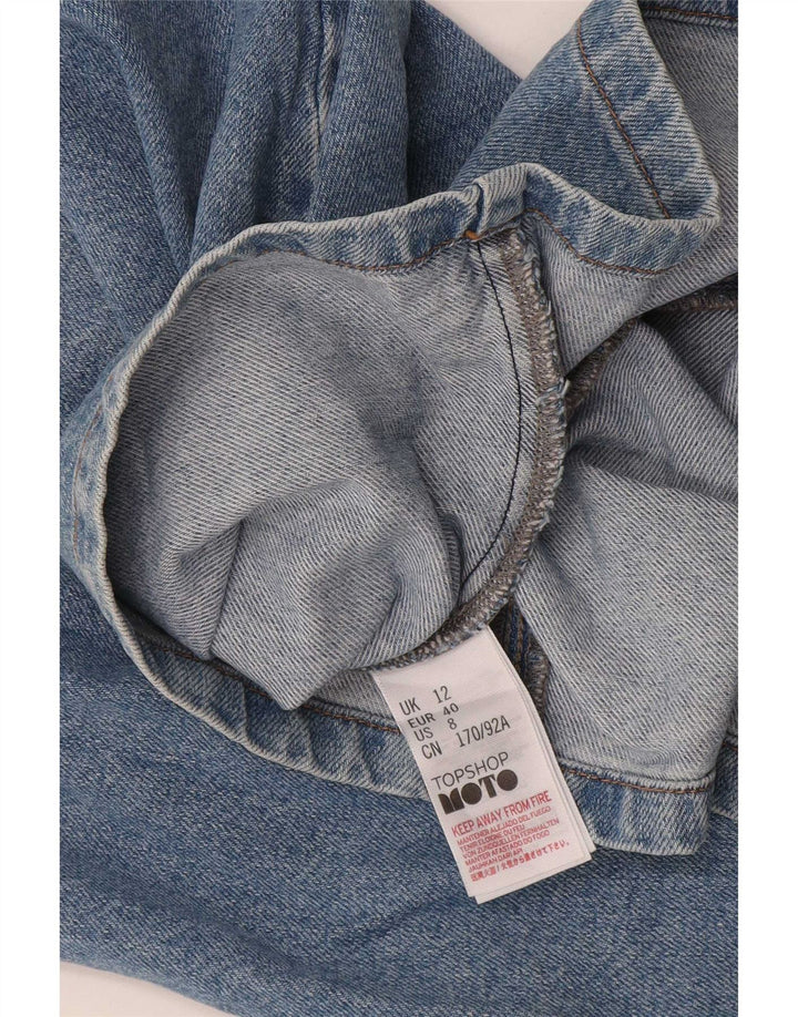 Damska sukienka ogrodniczki Topshop UK 12, średnia niebieska bawełna
