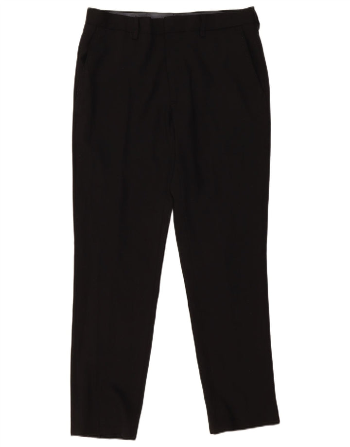 Marks & Spencer Męskie spodnie garniturowe slim fit W32 L29 Czarna wełna
