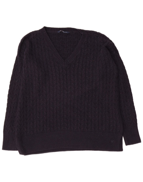 Crew Clothing Damski sweter oversize z dekoltem w kształcie litery V, UK 16, duży, granatowy