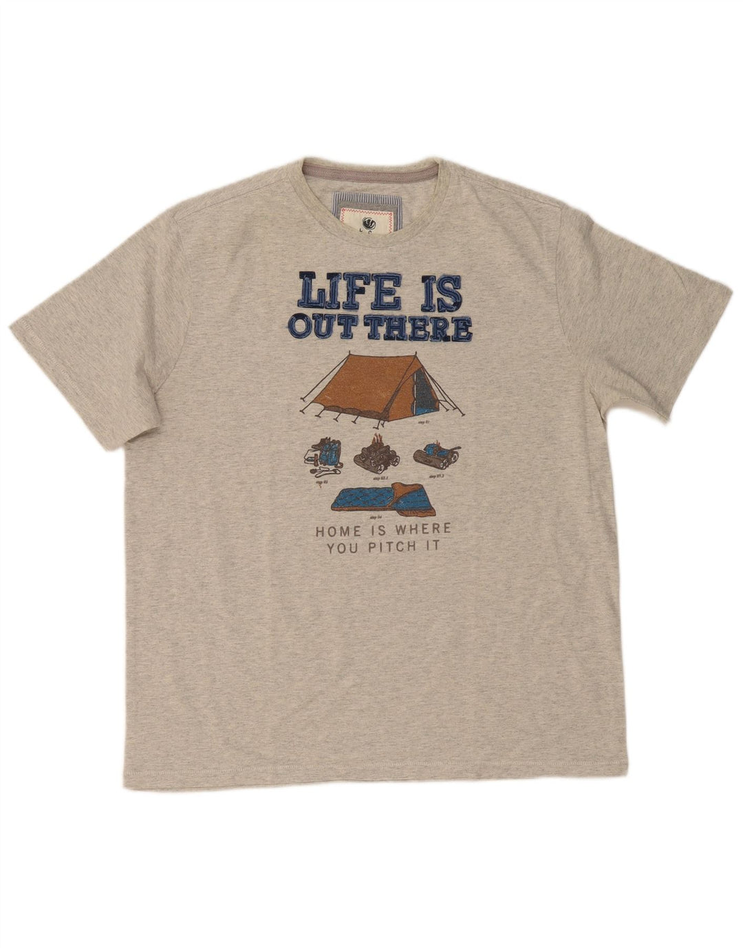 Męska koszulka z grafiką FAT FACE, duża, szara, nakrapiana bawełna