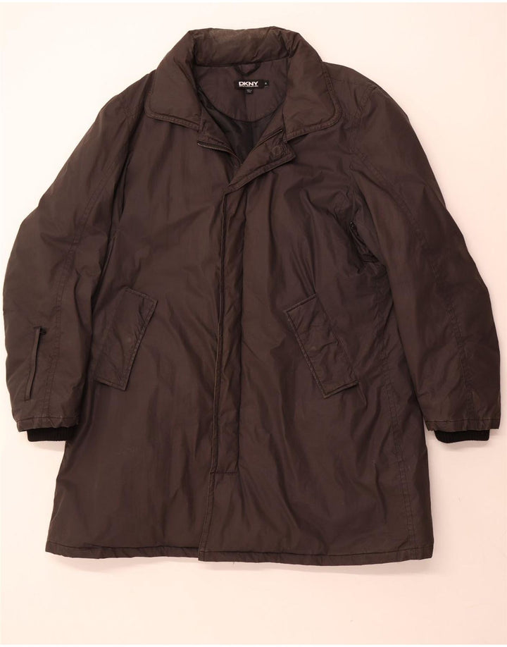 Dkny Męski ocieplany płaszcz z kapturem UK 42 XL, czarna bawełna