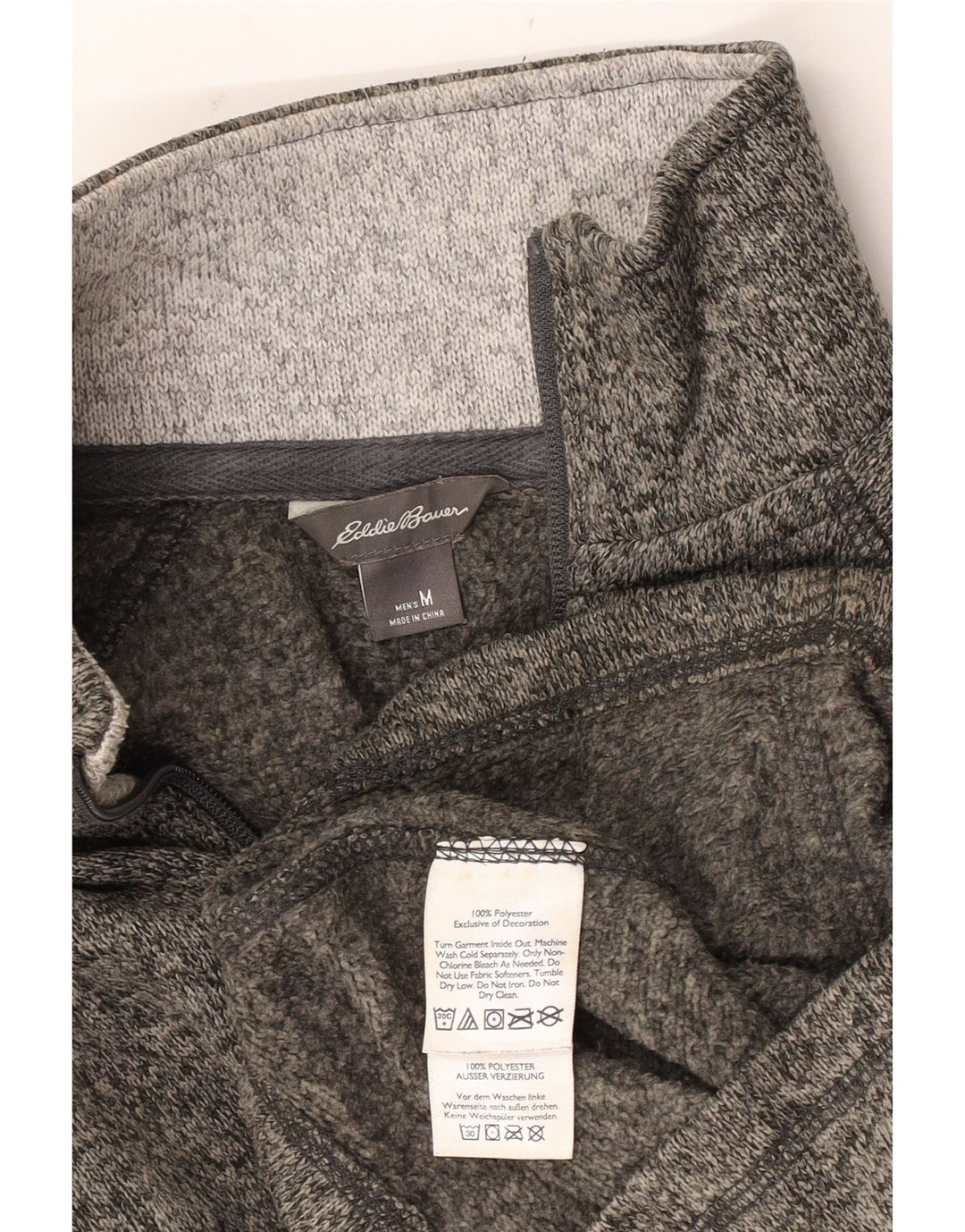 Męski sweter z zamkiem błyskawicznym Eddie Bauer Średni szary, nakrapiany poliester