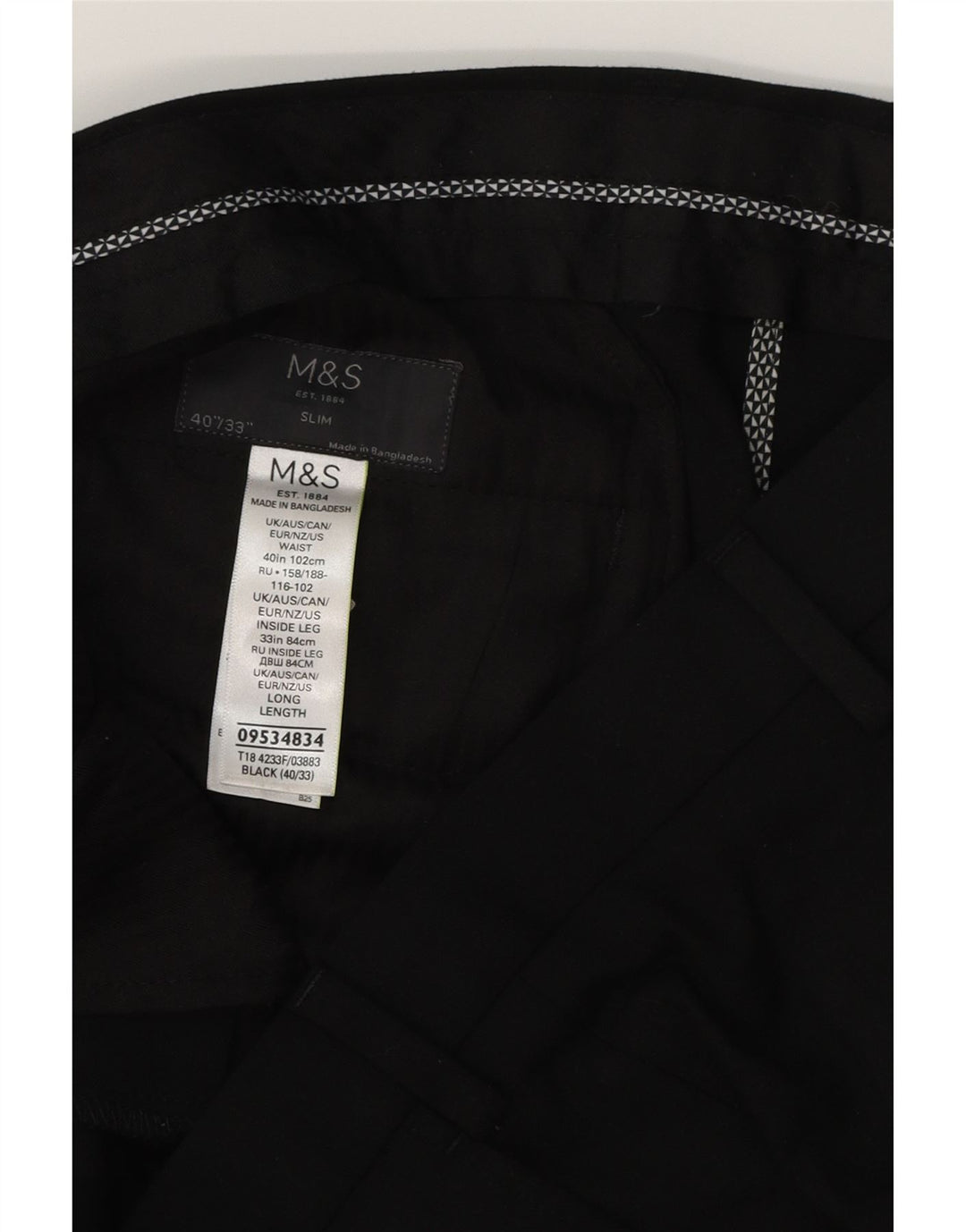 Męskie spodnie typu slim chino MARKS & SPENCER W40 L33 Czarny poliester