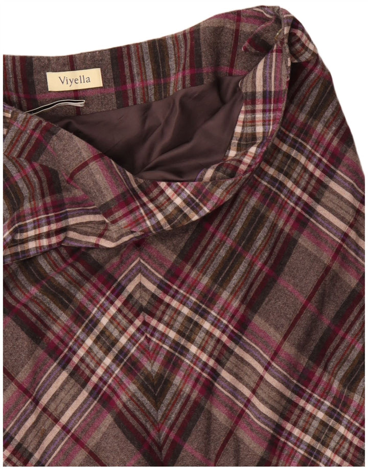 Damska spódnica w kształcie litery A VIYELLA UK 16 duża W36 szara wełniana krata