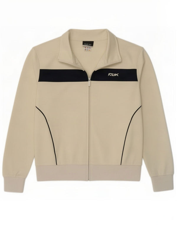 Reebok Womens Tracksuit Top Jacket UK 12 Medium Off White Colourblock